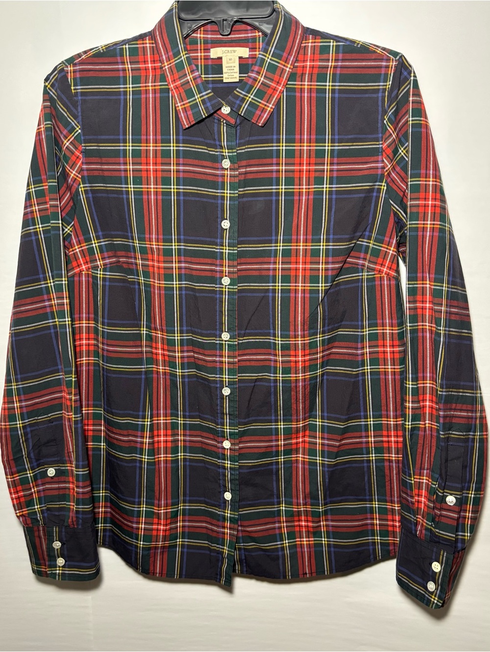 J.Crew Size 10 Women’s Tartan Plaid Cotton Button Down Shirt Holiday Preppy